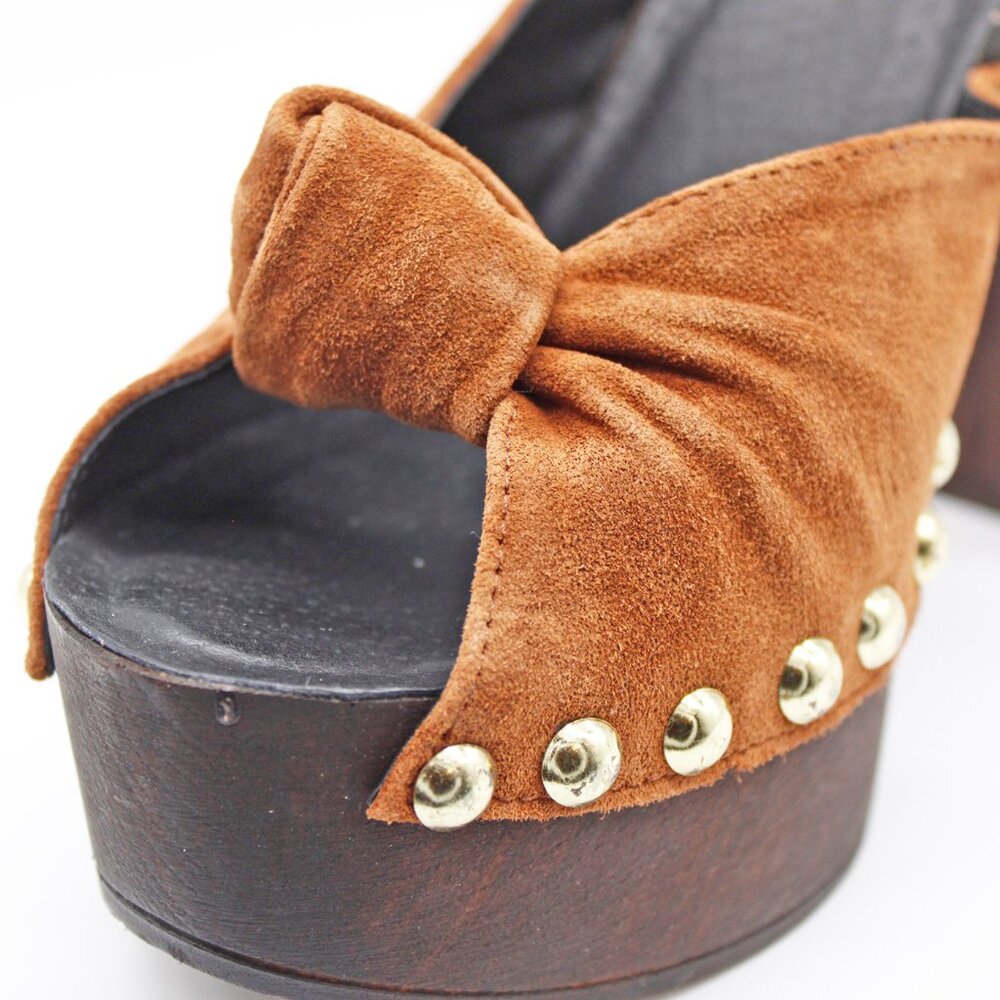 Charles David Women’s Peep Toe Riveted Platform Chunky High Heel Mules: Size 10 - Picture 6 of 7